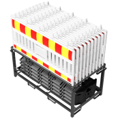 SET | with 20 panel fence | and 21 base plates | on storage and transport traverse | without lamp adapter | with red/yellow foil, type RA1/A | Barrier type ULTRA